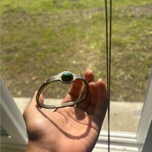 Silver Bracelet with Green Stone